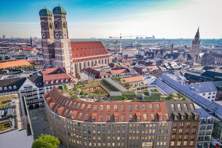 Altstadtansicht mit Büro-/Gewerbegebäude AIM