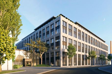 Rendering (Architekturentwurf) für neues Apple-Gebäude in der Münchner Karlstraße