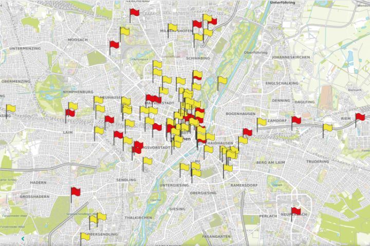 Karte der Münchner Coworking Spaces